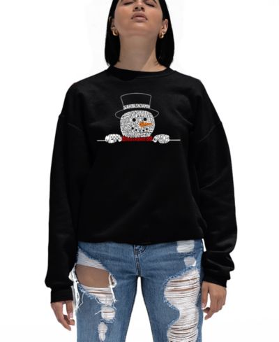 Свитшот LA Pop Art Women's Peeking Snowman Word Art Crewneck