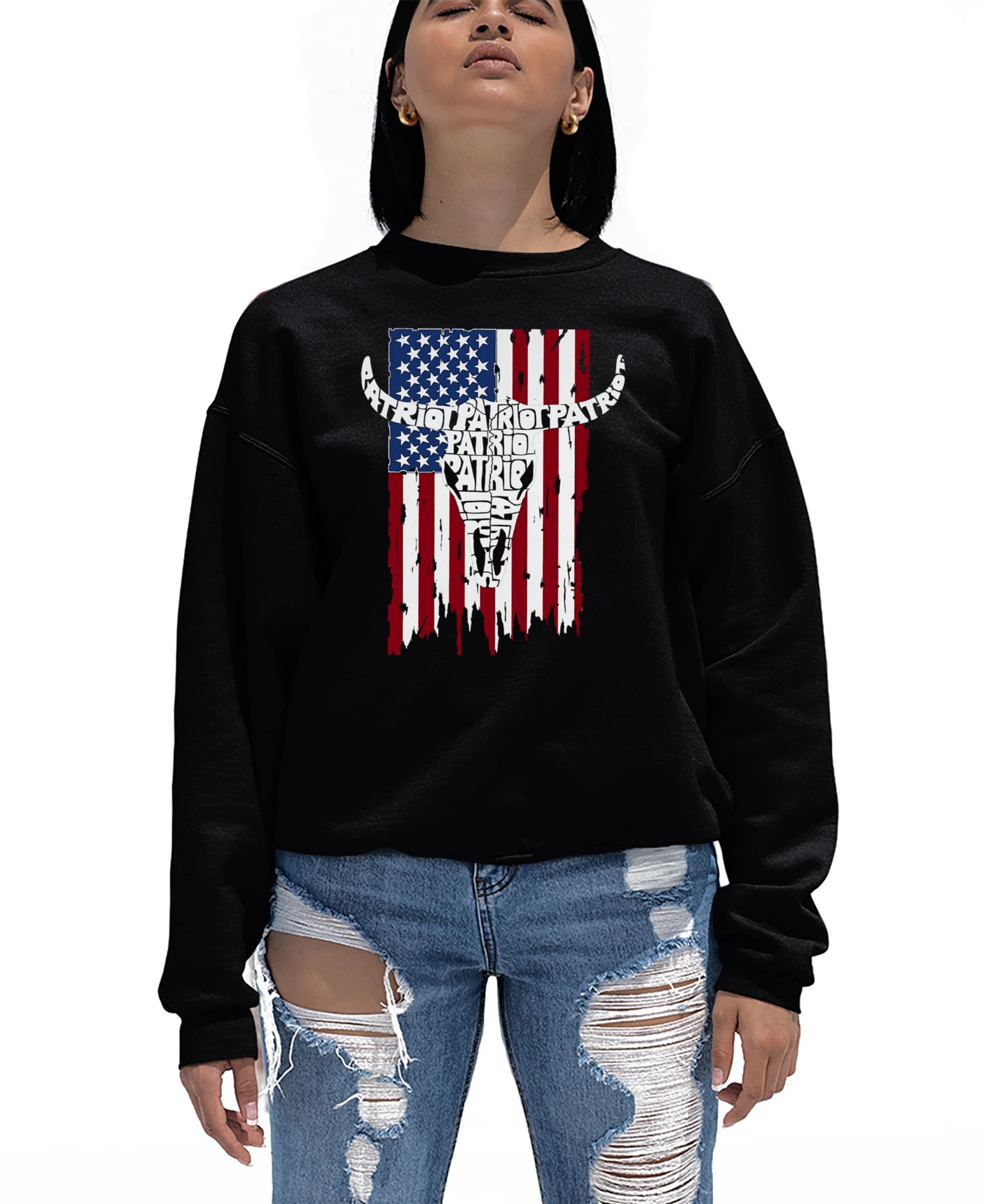 Женский свитшот LA Pop Art с принтом Patriot Flag