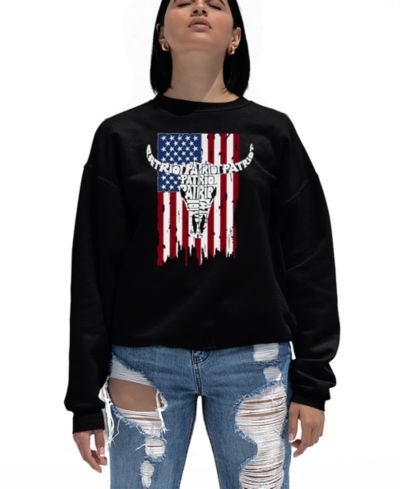 LA Pop Art Women's Patriot Flag Word Art Crewneck Sweatshirt