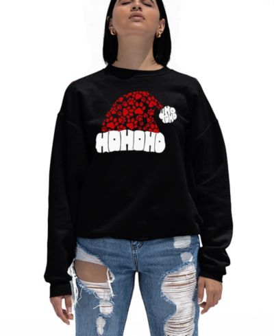 Женский свитшот LA Pop Art Paw Print Santa Hat Word Art Crewneck