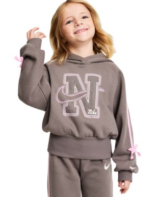 Nike Girls' 4-6X Bow-Detail Long-Sleeve Graphic Hoodie