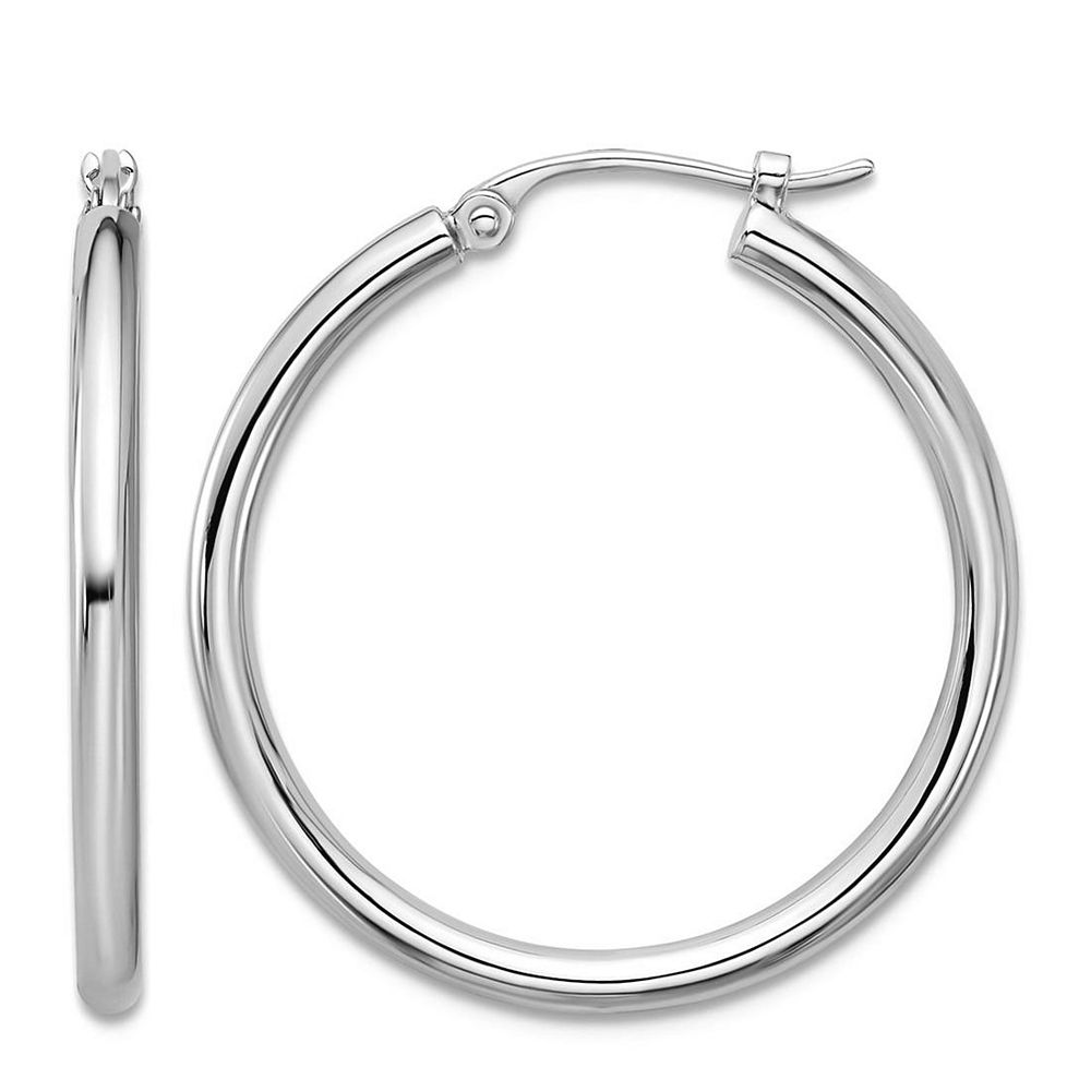 Серьги-кольца Curata Jewelry Solid 950 Platinum Classic