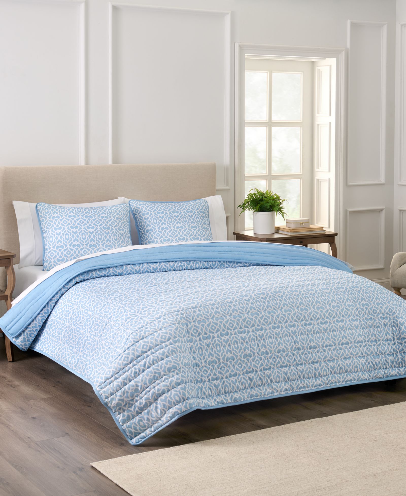 Waverly Kaidyn Print Microfiber 3-Piece Quilt Set, King