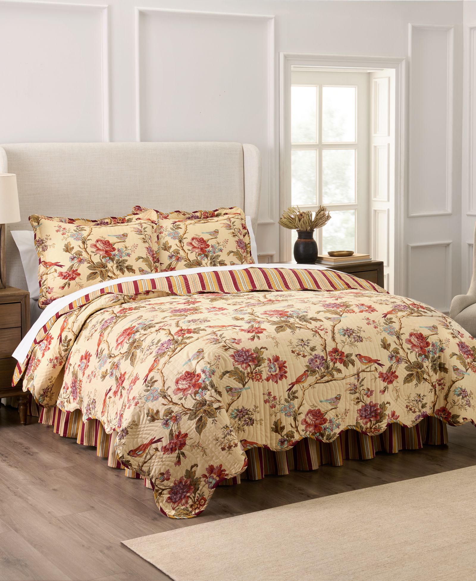 Комплект стеганого одеяла Waverly Charleston Chirp, хлопок, 4 предмета, Twin