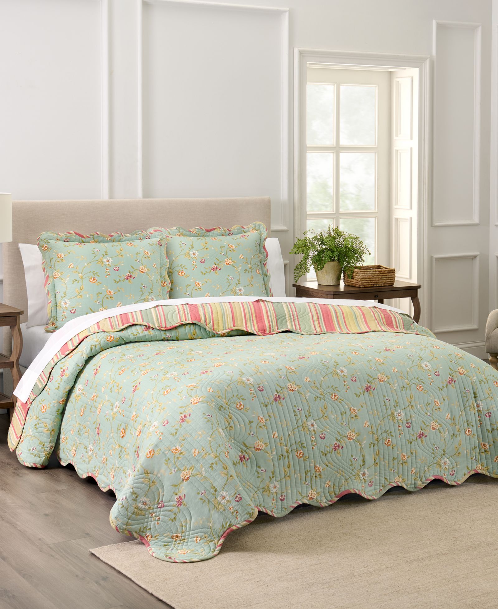 Waverly Garden Glitz Cotton 3-Piece Quilt Set, King