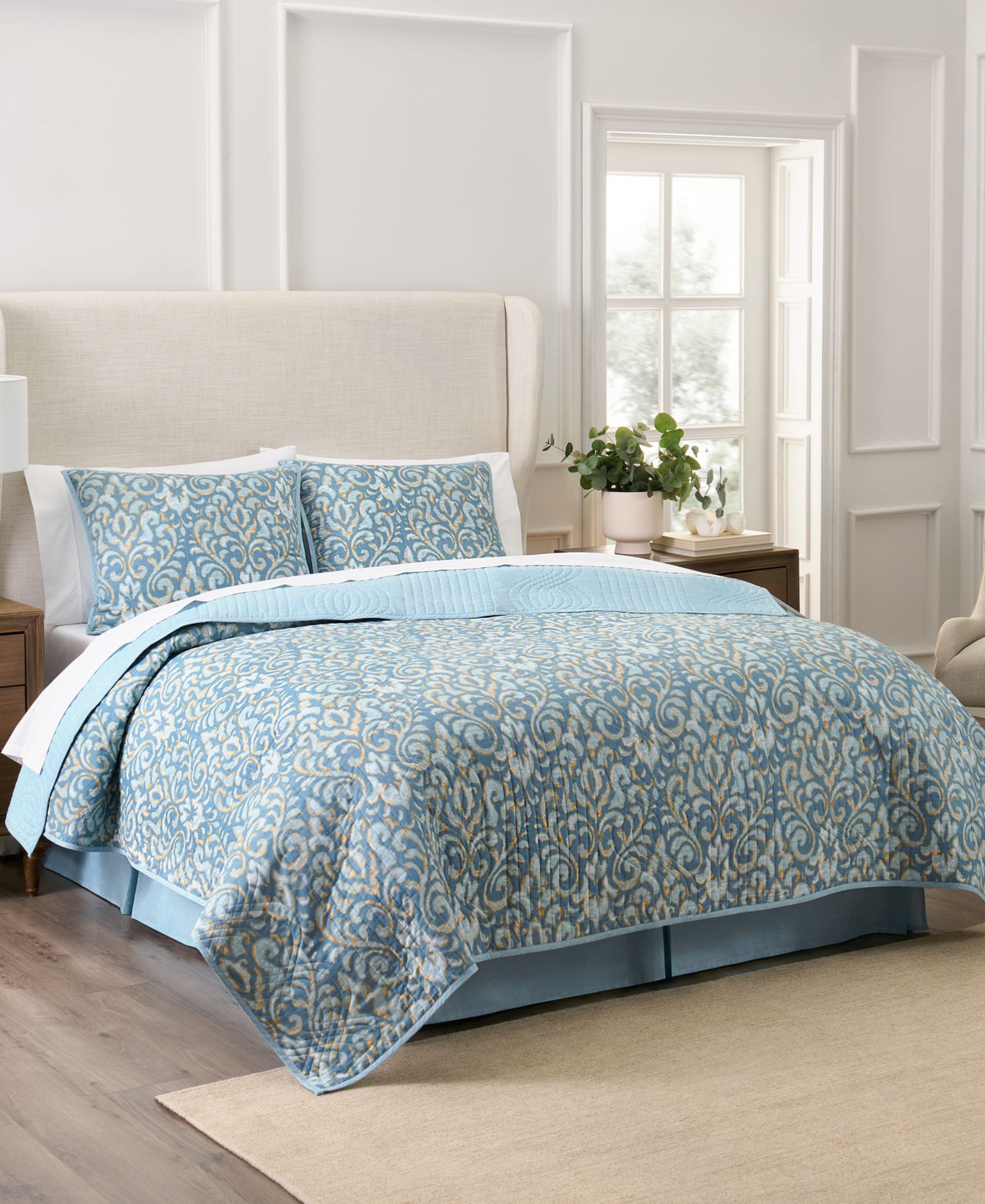 Waverly Kensington Cotton 4-Piece Quilt Set, Queen