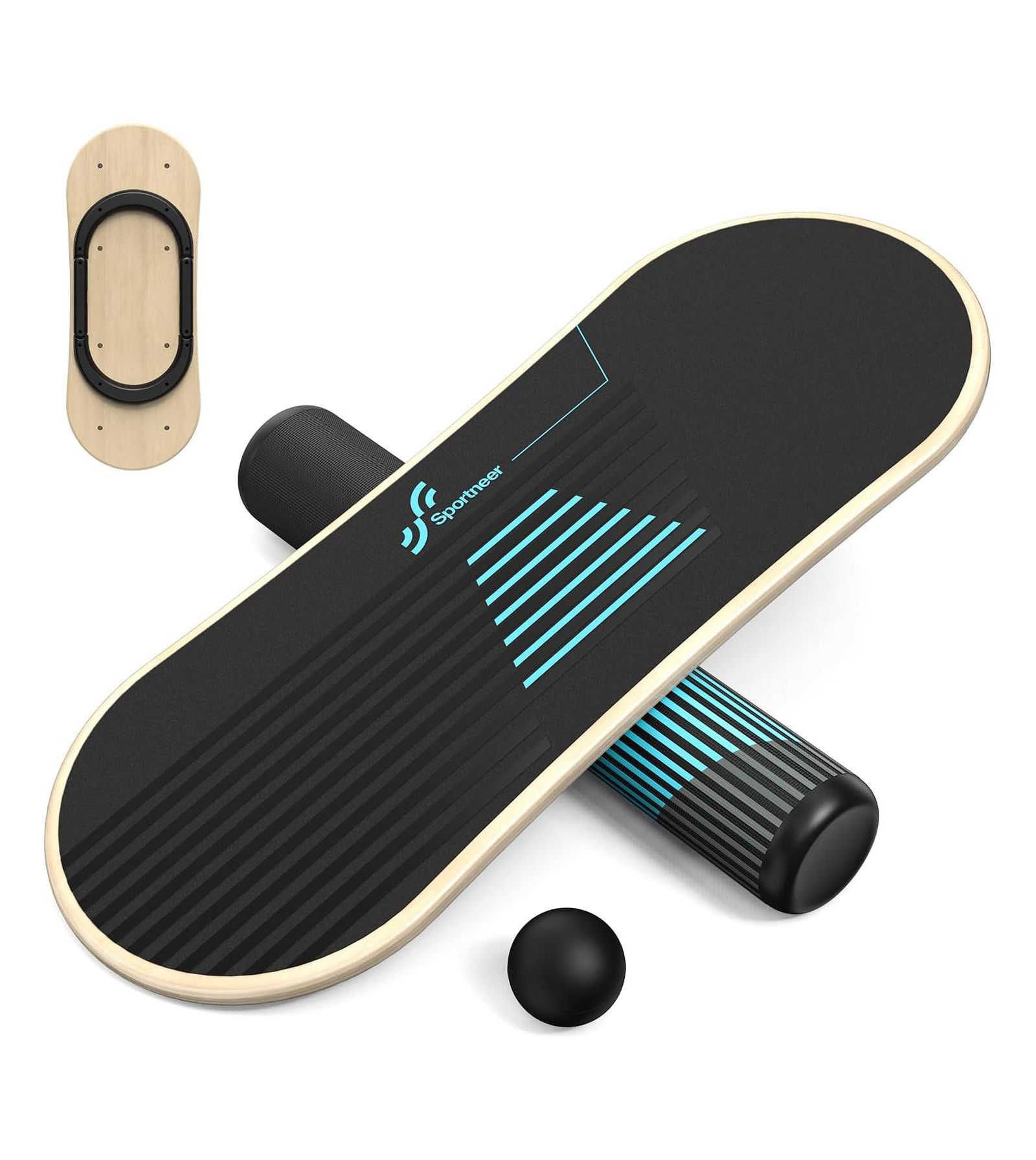 Sportneer Balance Board 7 Modes Wobble Board Adjustable Stoppers Balance Trainer Surf Trainer Physical Therapy with Roller and 2.8 Inch Ball