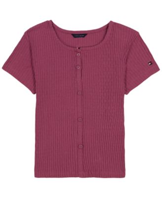 Tommy Hilfiger Детский топ в рубчик с коротким рукавом 7-16 Pointelle Rib