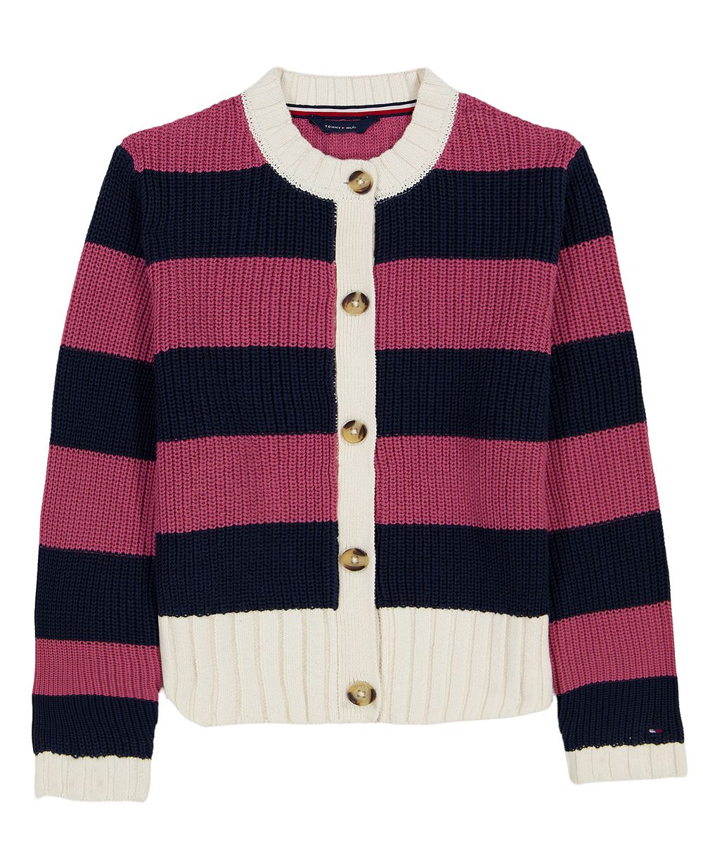 Tommy Hilfiger Girls' 7-16 Long-Sleeve Button Stripe Sweater