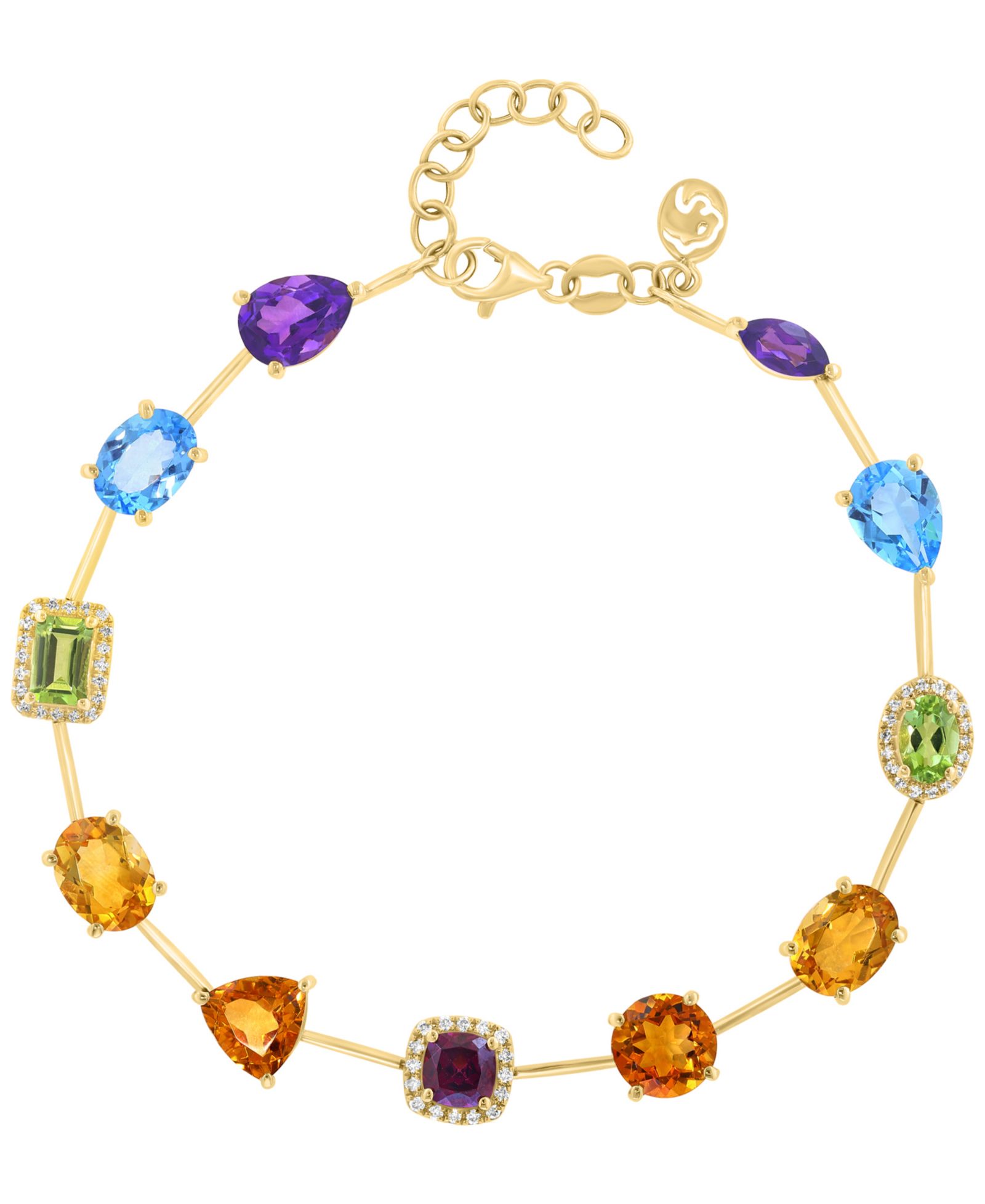 Браслет EFFY Collection Multi-Gemstone & Diamond в золоте поверх серебра