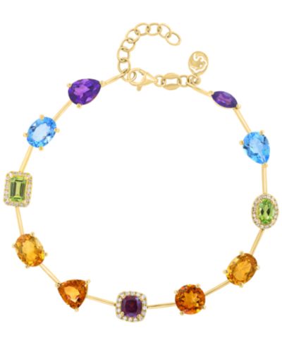 Браслет EFFY Collection Multi-Gemstone & Diamond в золоте поверх серебра