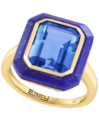 EFFY Collection London Blue Topaz (4-1/4 ct. t.w.) & Lapis Lazuli (2-3/8 ct. t.w.) Ring in Gold Over Sterling Silver