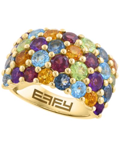 Кольцо EFFY Collection Multi-Gemstone & Diamond в позолоченном серебре 14k Yellow Gold