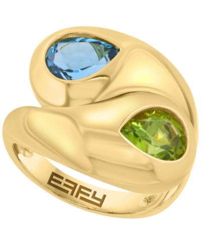 Кольцо EFFY Collection Blue Topaz и Peridot в 14k Gold Over Silver