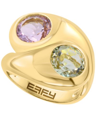 Кольцо EFFY Collection Pink Amethyst (1-7/8 ct. t.w.) & Green Amethyst (2-3/8 ct. t.w.) в золоте поверх серебра