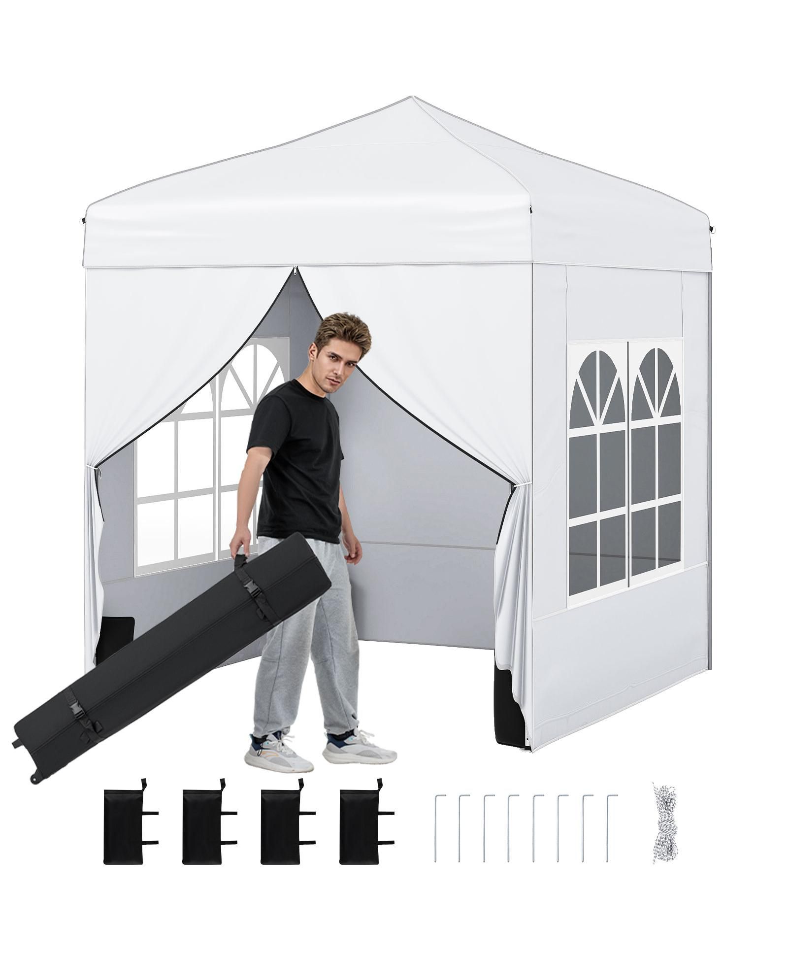 Mecale 6.5x6.5 ft Pop-Up Canopy Tent с 4 боковыми стенками и сумкой на колесах