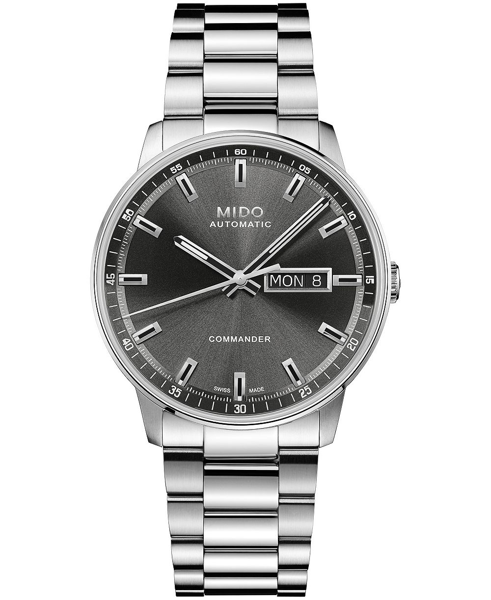 Mido Men's Swiss Automatic Commander Datoday Day/Date Stainless Steel Watch 40mm