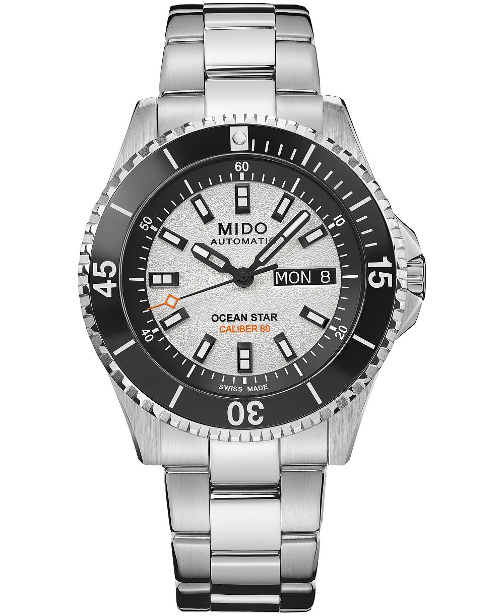 Mido Men's Swiss Automatic Ocean Star 200 Silver Stainless Steel Watch 41mm