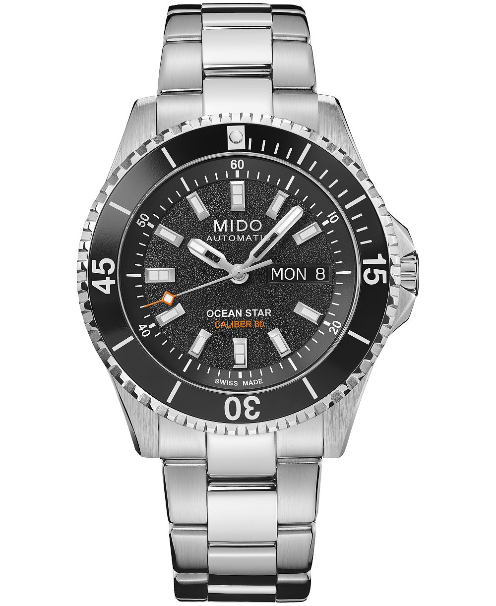 Mido Men's Swiss Automatic Ocean Star Day/Date Silver Stainless Steel Bracelet Watch 41mm