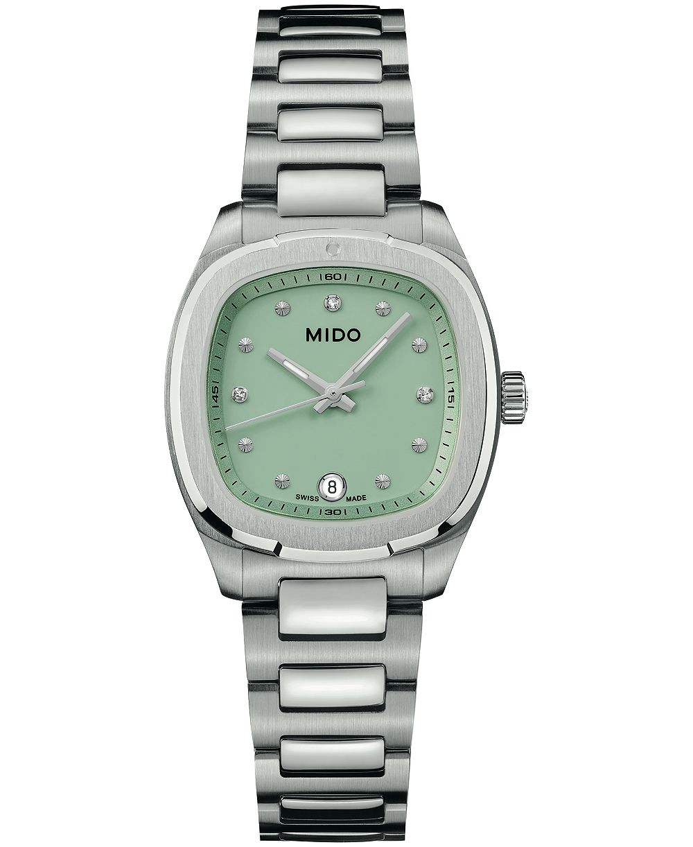 Mido Women's Swiss Quartz Multifort TV Green Dial Stainless Steel Watch 28mm
