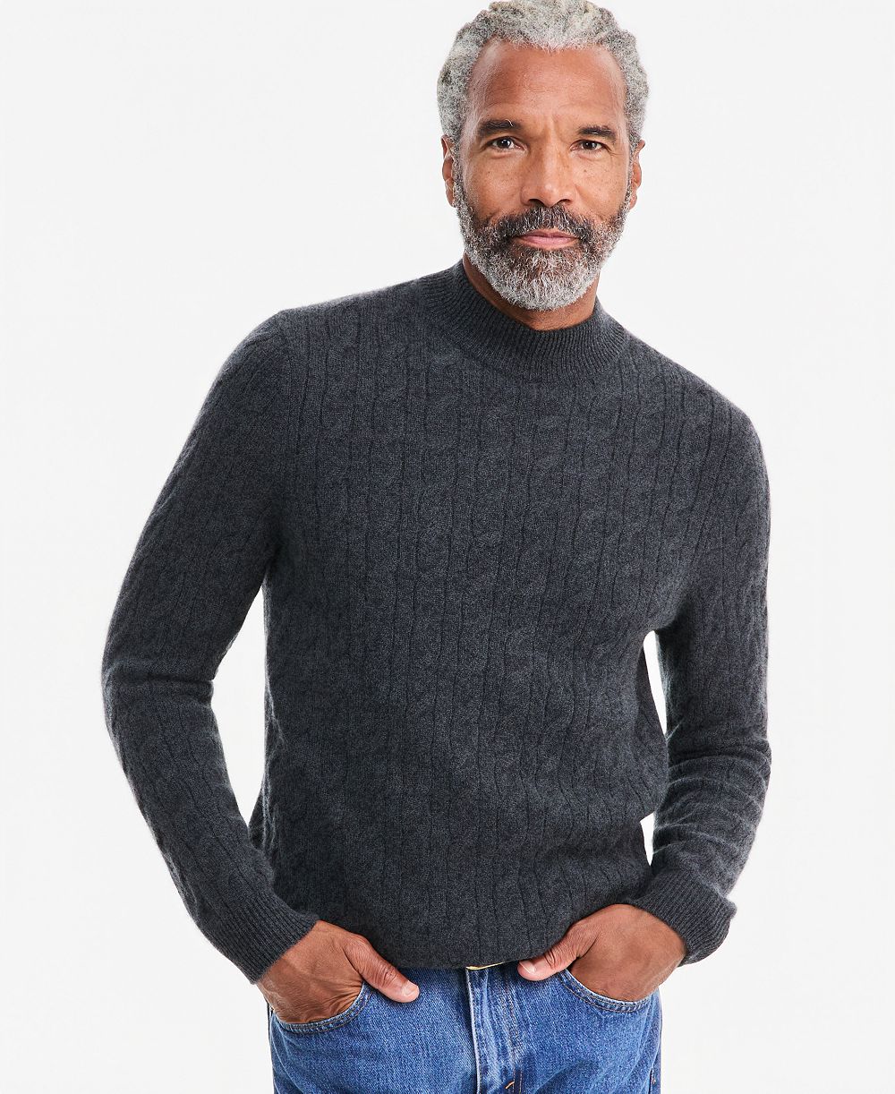 Мужской кашемировый джемпер с высоким горлом Club Room Premium Cable-Knit Turtleneck