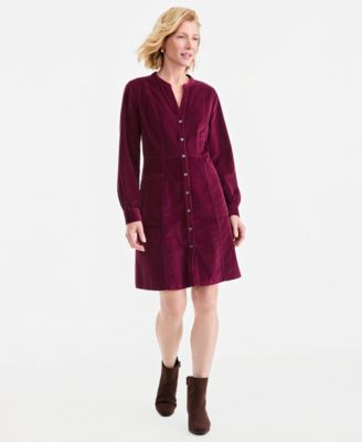 Style & Co Women's Long-Sleeve Corduroy Dress, Macy's Exclusive