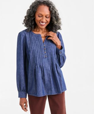 Style & Co женская рубашка из хлопчатобумажной ткани chambray