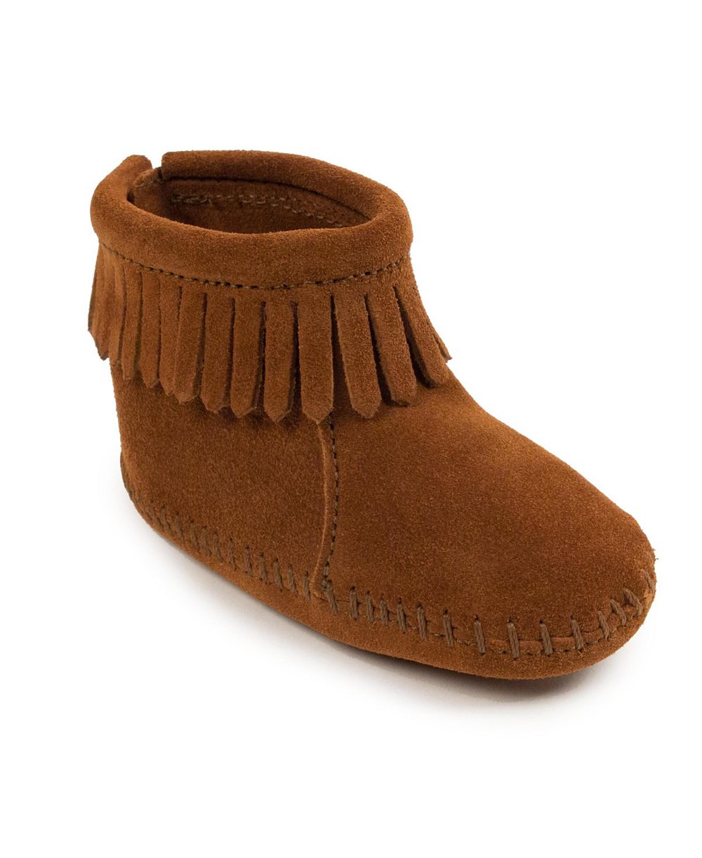 Minnetonka Kids (0-6) Suede Back Flap Booties