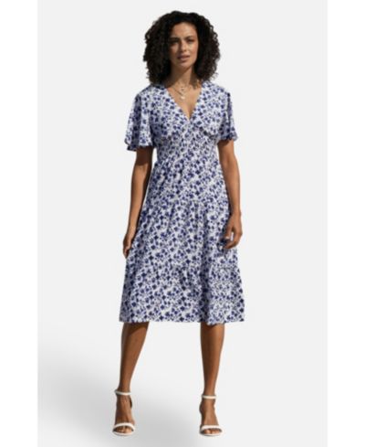 Yumi Women's Floral Angel Sleeve Midi Dress
