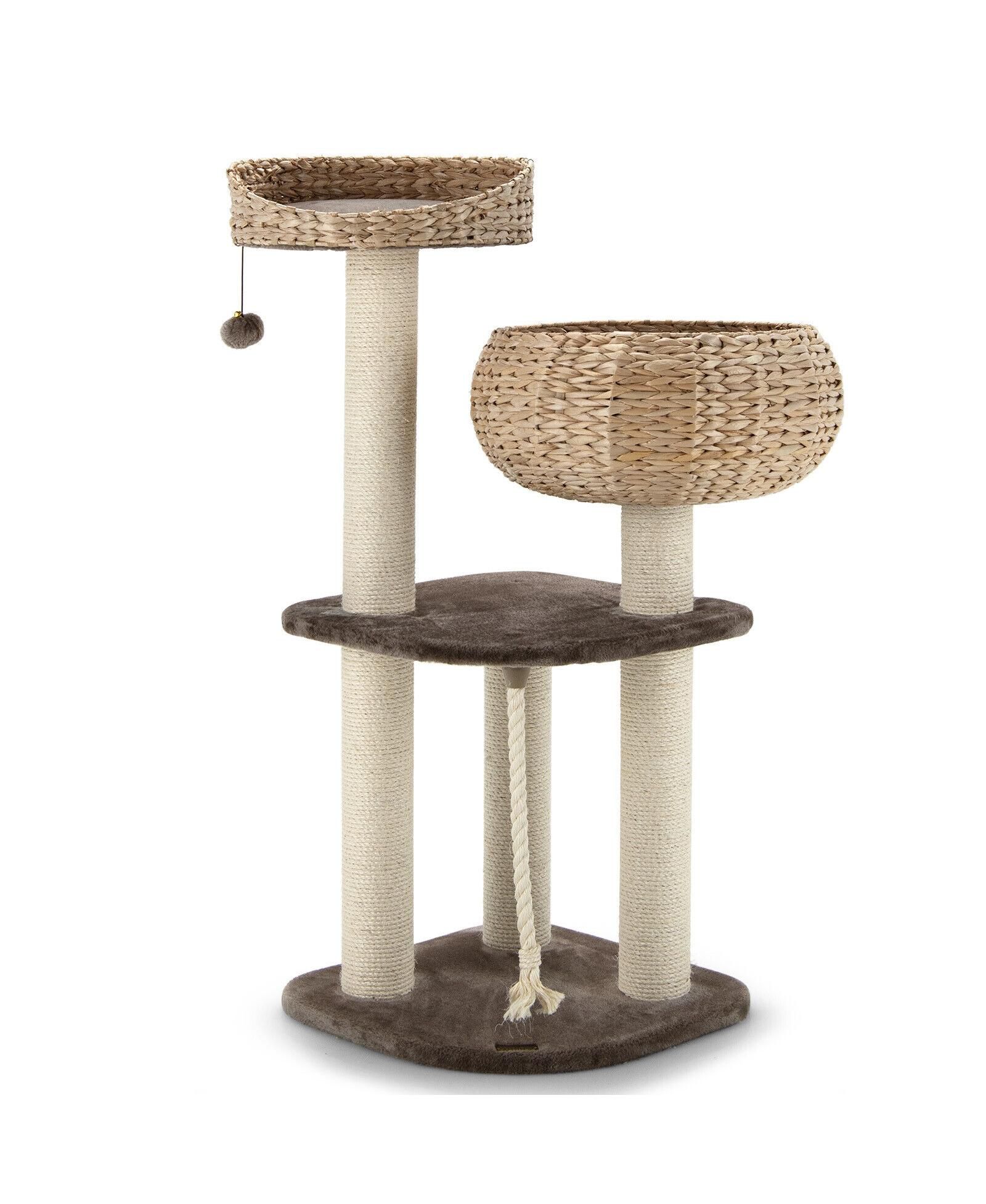 COZITO Cat Tree  Rattan Tower with Napping Perch Sisal