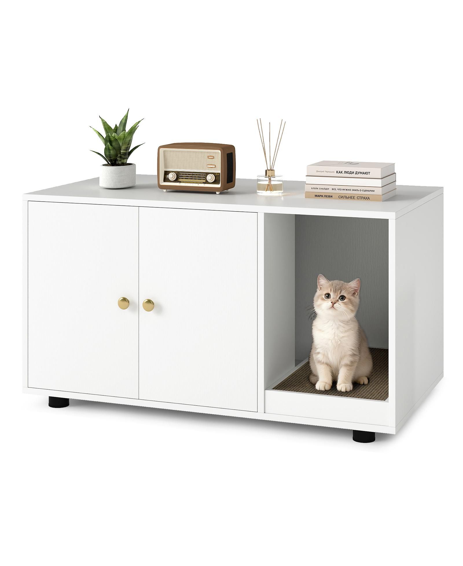 COZITO Hidden Cat Litter Box with Scratching Board