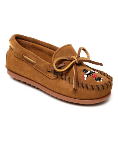 Minnetonka Little Girls Kids' Thunderbird Animikii Suede Beaded Moccasins