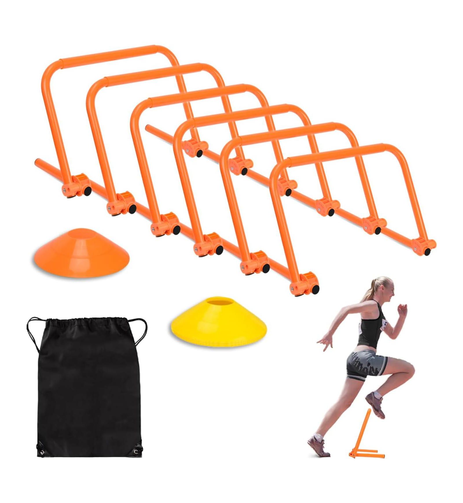Hikeen Speed Training Hurdles, Adjustable Agility Training Hurdles for Football, Basketball, Soccer Hurdles Training Equipment Set of 6 with Bag
