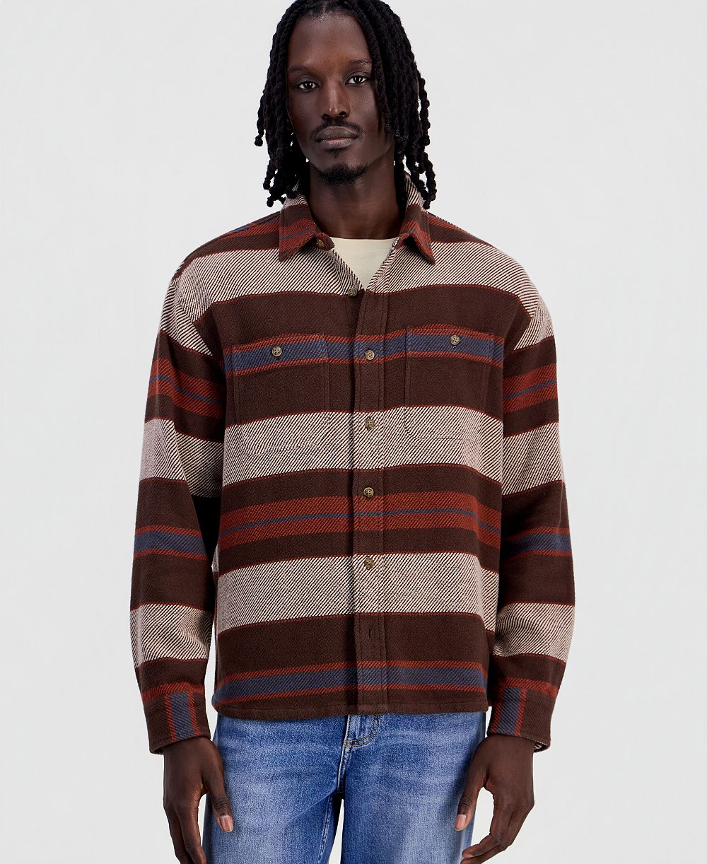 Sun + Stone мужская рубашка-оверсайз с длинным рукавом Jim Blanket Stripe, эксклюзив для Macy's