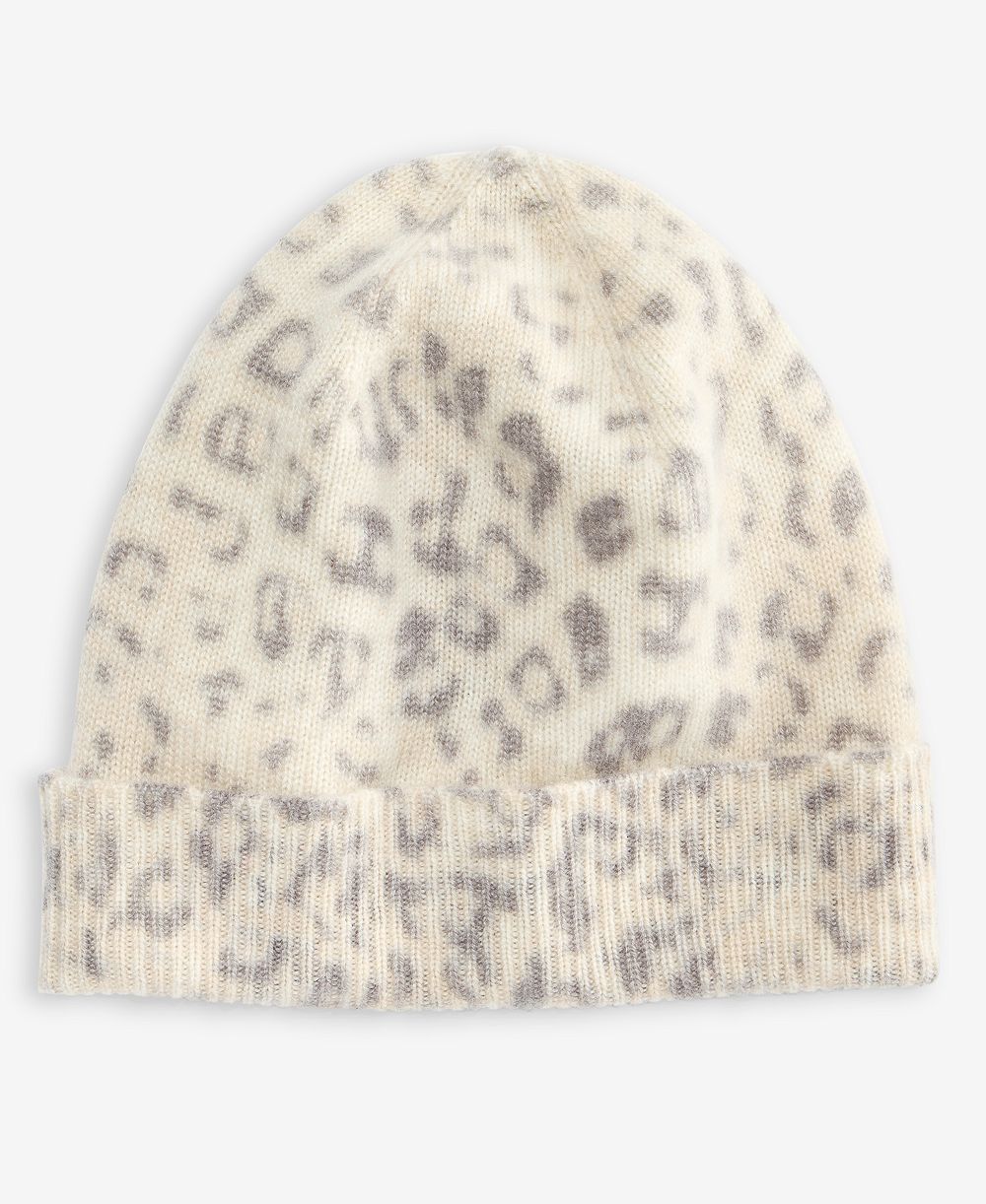 Charter Club Leopard-Print Cashmere Cuffed Beanie, Macy's Exclusive