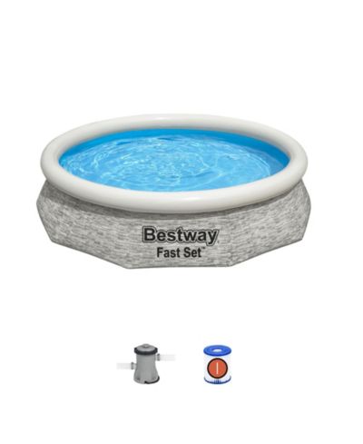 Надувной бассейн Bestway Fast Set 10' x 26" Stacked Stone Outdoor Set