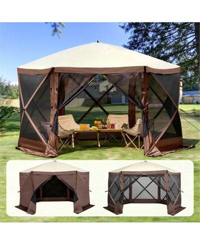 GOUUN 11.5 x 11.5 ft Pop-Up Gazebo Screen Tent with Privacy Panels