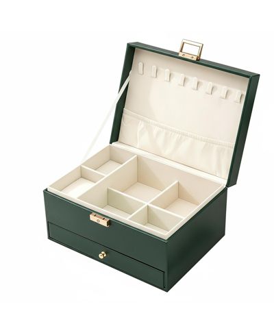 Органайзер для украшений YIGII 3-Layer Faux Leather Large Storage для сережек колец ожерелий браслетов часов
