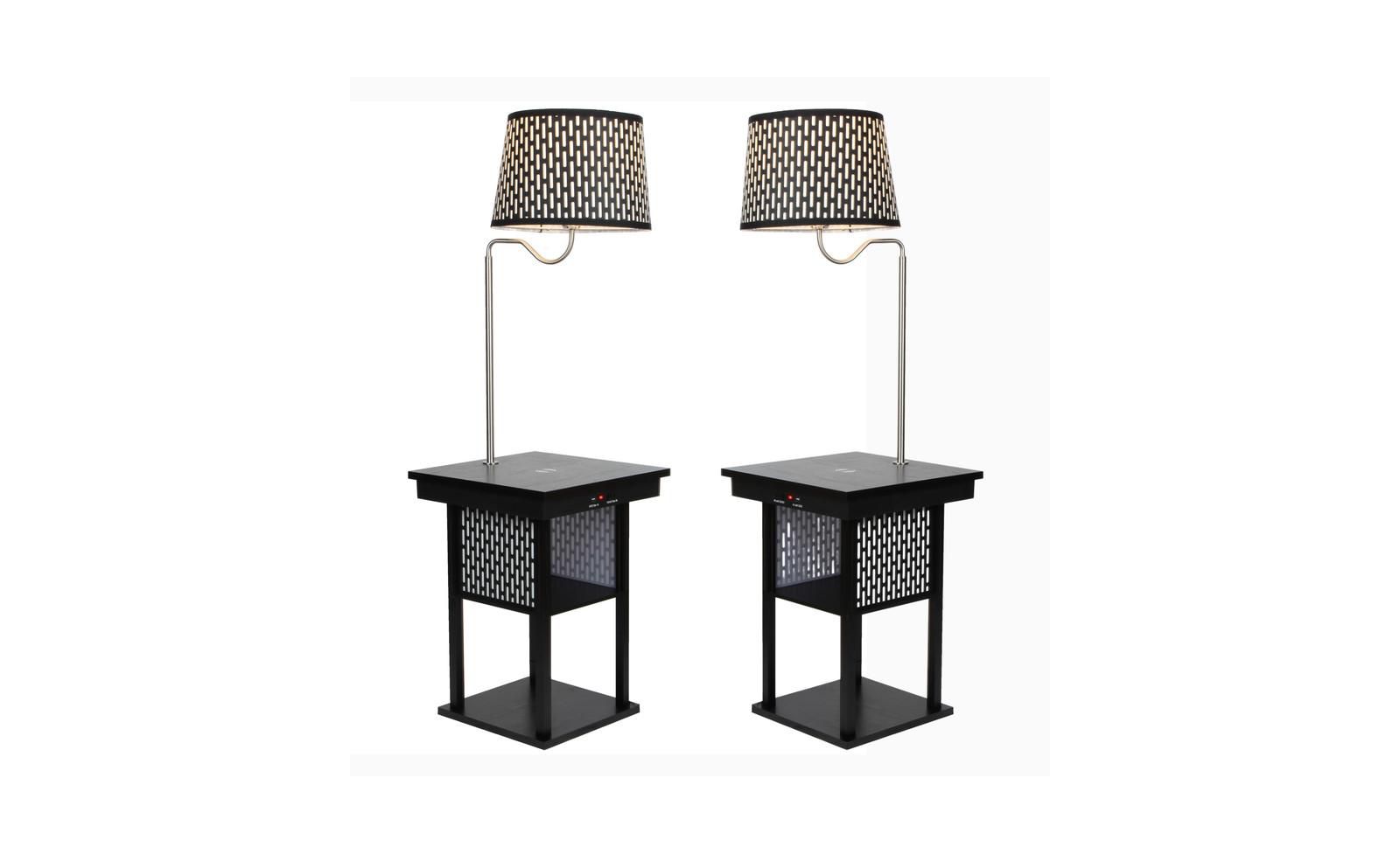 Brightech Madison LED Table & Lamp Combo Bundle with USB and Wireless Charging Pad, Set of 2
