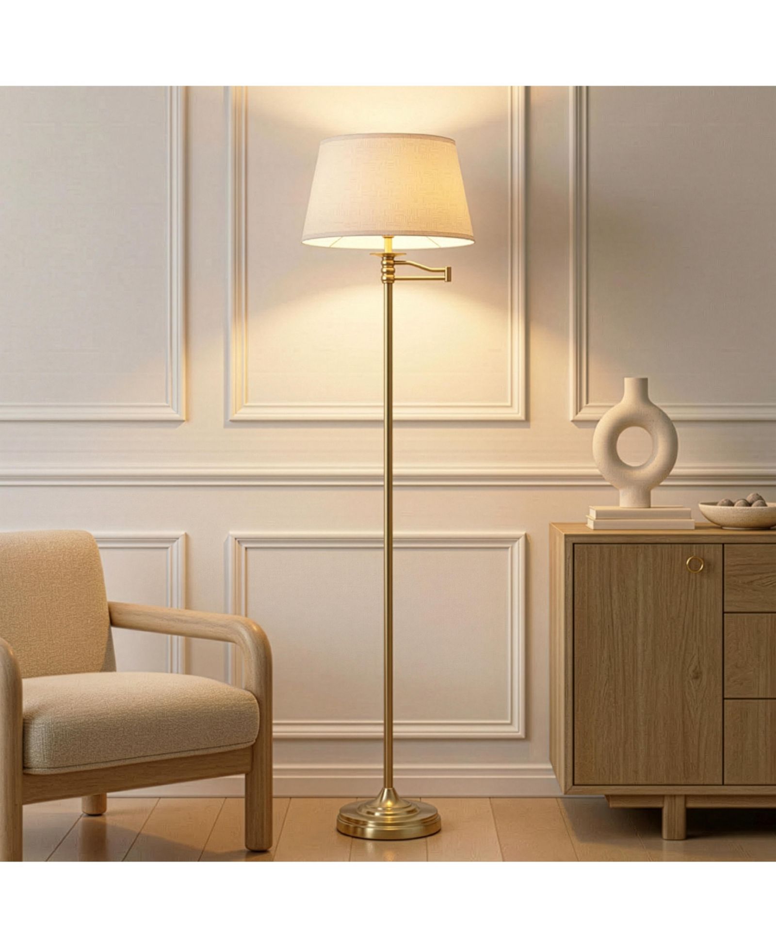 Brightech Caden Classic LED Floor Lamp with Extendable Swing Arm