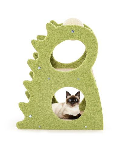 COZITO Cat Tree 2-Tier Dinosaur Theme with Sisal Scratch Ball