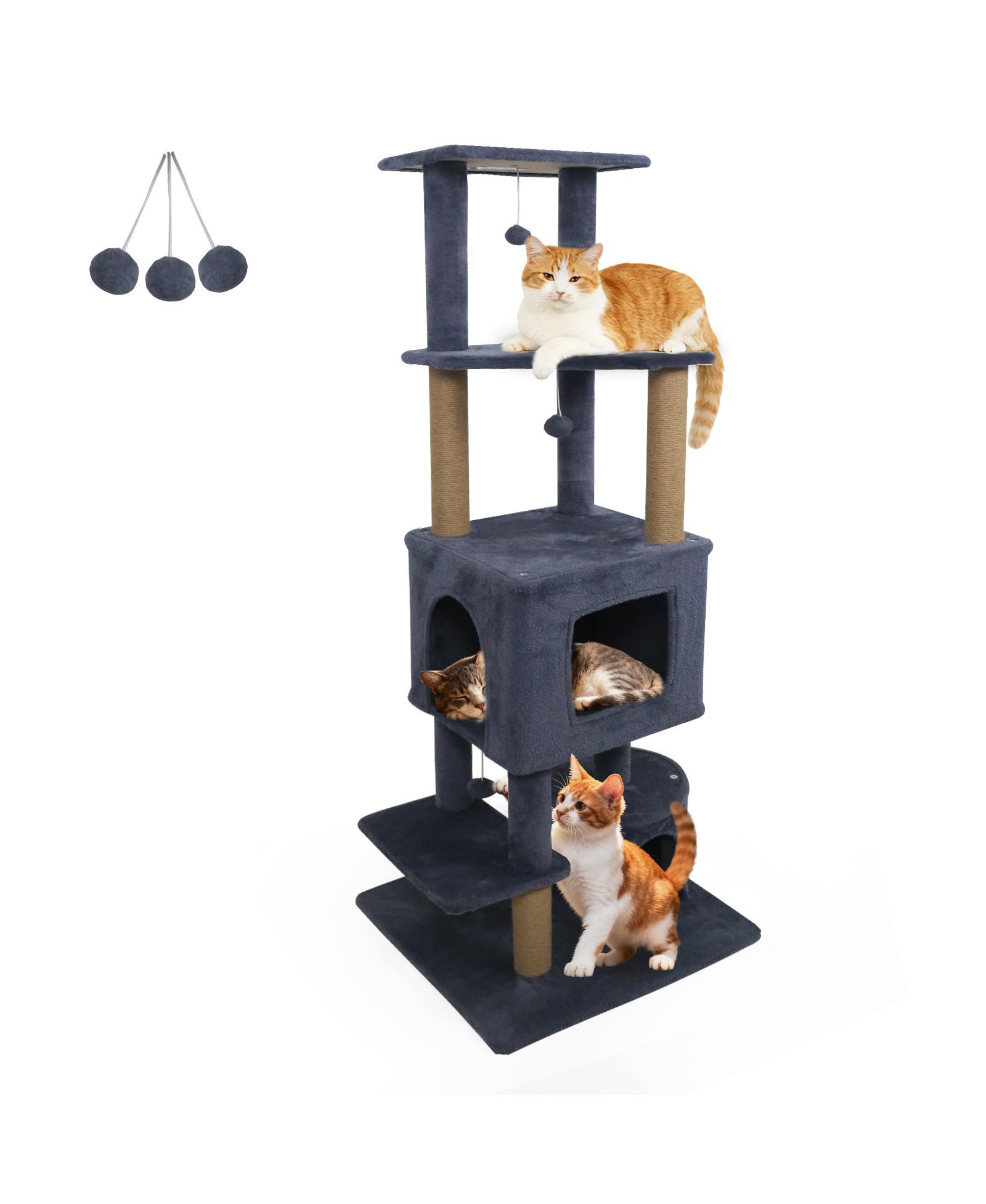 COZITO Cat Tree 64 in with 2 Condos and Jute Scratching Posts