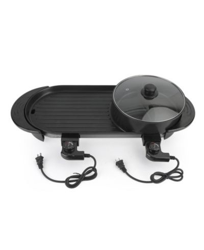 Artudatech Portable 2-in-1 Electric Hot Pot and BBQ Grill - Non-Stick Teppanyaki Pan