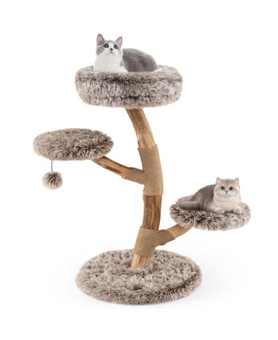 COZITO Cat Tree Solid Pear Wood with Perch and Jute Posts