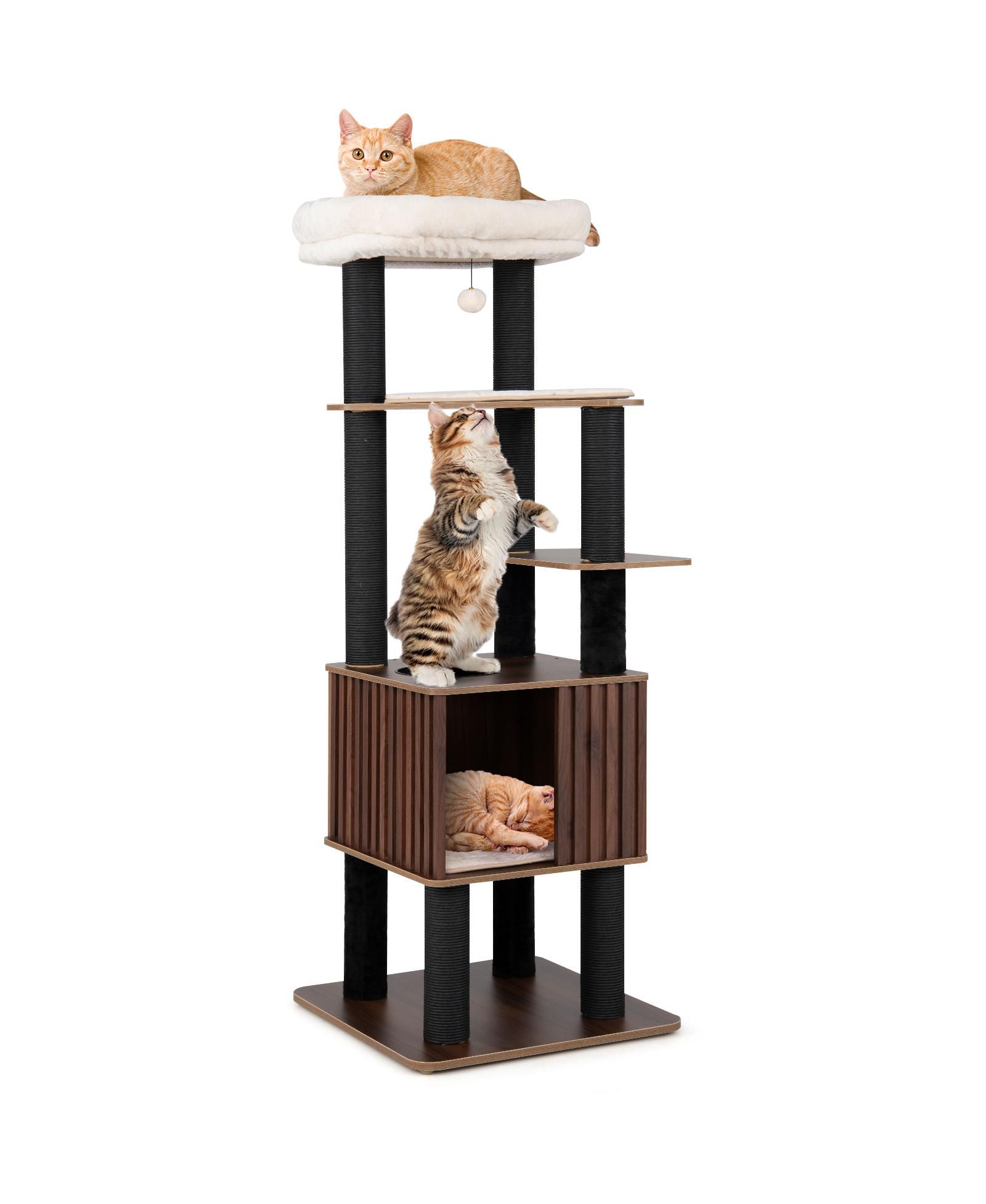 Деревянная кошачья башня COZITO 64 inch с мягкой подкладкой