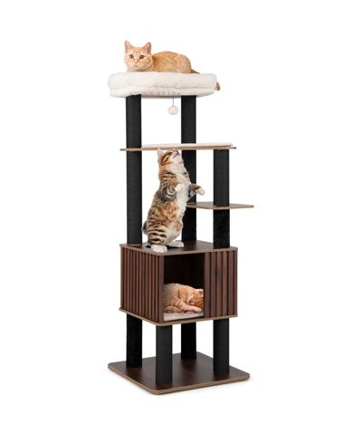 COZITO Cat Tower 64 inch Wooden with Top Perch and Soft Padding