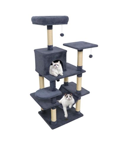 COZITO Cat Tree 58 in Multi-Level Soft Plush with Padded Perch