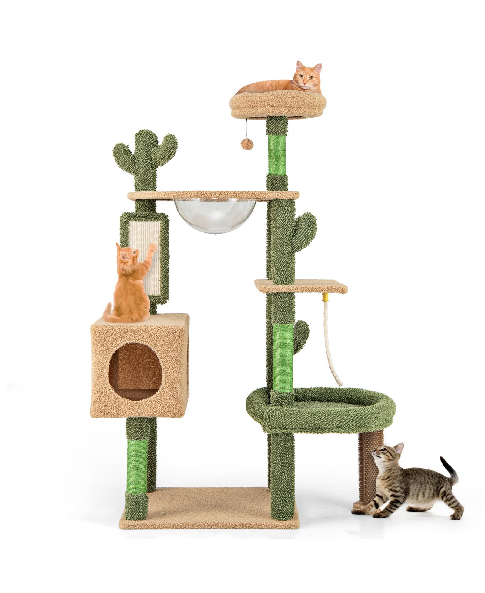 Игровое дерево COZITO Cat Tree 59 inch Cactus с капсулой-домиком