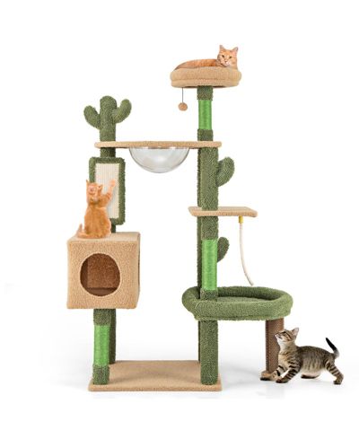 Игровое дерево COZITO Cat Tree 59 inch Cactus с капсулой-домиком