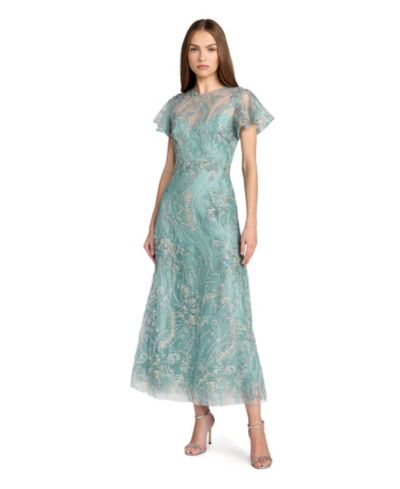 Женское платье Mac Duggal с цветочной вышивкой и рукавами-крыльями
